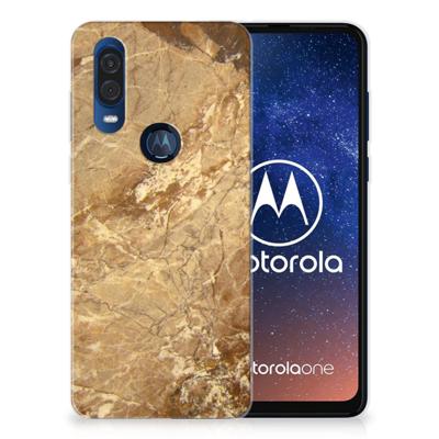 Motorola One Vision | TPU | Siliconen hoesje | Marmer Creme