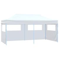 Partytent met 4 zijwanden inklapbaar 3x6 m staal wit