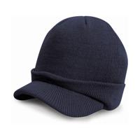 Result Wintermuts - met visor klep - donkerblauw - volwassenen - polyacryl - heren / dames muts