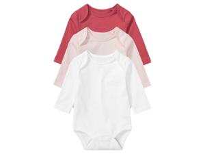 lupilu 3 baby rompertjes (74/80, Roze/rood/wit)