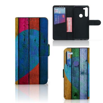 Motorola G8 Power | Book Style Case | Wood Heart - Cadeau voor je Vriend