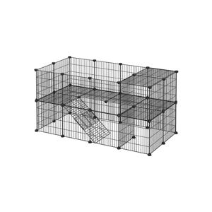 Mesh-huisdierverblijf met 2 niveaus, Zwart