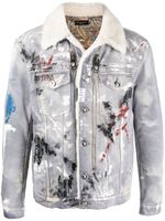 Philipp Plein veste en jean à imprimé effet peinture - Bleu - thumbnail