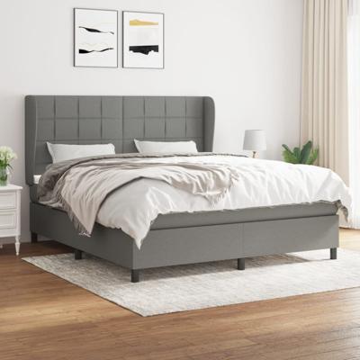 Boxspring met matras stof donkergrijs 160x200 cm