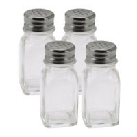 Peper en zout setje - 4-delig - vaatjes - 9 cm - glas/chrome