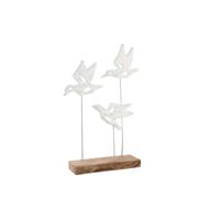 Decoratieve figuren DKD Home Decor Bruin Wit Ijzer Mangohout Vogels (32 x 10 x 51 cm)
