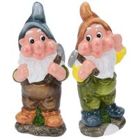 2x Staande mijnwerker tuinkabouters 30 cm blauwe/bruine muts - Tuinbeelden - thumbnail