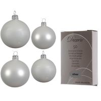 Glazen kerstballen pakket winter wit glans/mat 38x stuks 4 en 6 cm inclusief haakjes - thumbnail