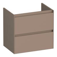 Brauer Inspire - Onderkast Ondiep - 60 cm - met 2 Softclose Lades Greeploos en 1 Sifon Uitsparing - Mat Mokka