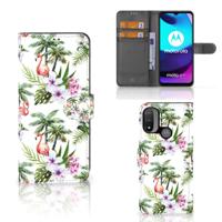 Motorola Moto E20 | E30 | E40 | Telefoonhoesje | Met pasjeshouder | Flamingo Palms