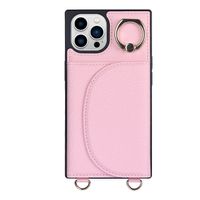 iPhone 7 hoesje - Backcover - Pasjeshouder - Portemonnee - Ringhouder - Koord - Kunstleer - Roze