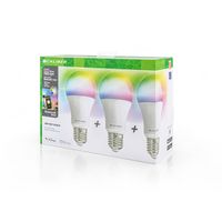 Caliber E27 3 pack Dimbare Smart Lamp RGB LEDs - 3x Slimme A19 Peer LED Lamp - 850 Lumen - 8 Watt - Met App - thumbnail