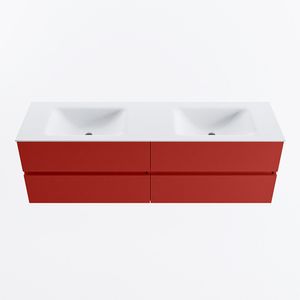 MONDIAZ VICA 160cm badmeubel onderkast Fire 4 lades. Wastafel CLOUD dubbel 2 kraangaten, kleur Talc.
