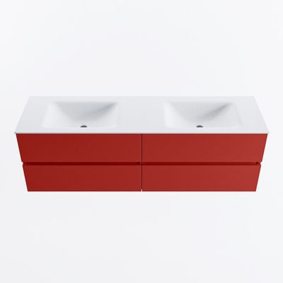 MONDIAZ VICA 160cm badmeubel onderkast Fire 4 lades. Wastafel CLOUD dubbel 2 kraangaten, kleur Talc.