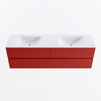 MONDIAZ VICA 160cm badmeubel onderkast Fire 4 lades. Wastafel CLOUD dubbel 2 kraangaten, kleur Talc.