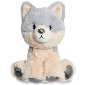 Aurora Pluche knuffeldier wolf - grijs/wit - 20 cm - bosdieren thema   -