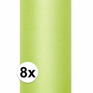 8x rollen tule stof licht groen 0,15 x 9 meter