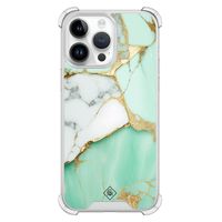 iPhone 14 Pro Max shockproof hoesje - Marmer mintgroen