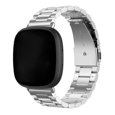 Fitbit Versa 3 / Sense Kralen Stalen Schakel Band - Zilver Fitbit Versa 3 / Sense Kralen Stalen Schakel Band - Zilver