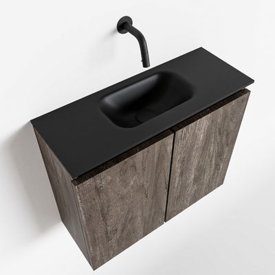 Toiletmeubel Mondiaz Ture | 60 cm | Meubelkleur Dark brown | Eden wastafel Urban Midden | Zonder kraangat