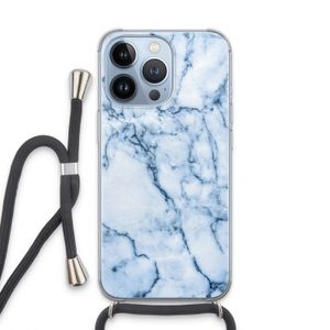 Blauw marmer: iPhone 13 Pro Transparant Hoesje met koord