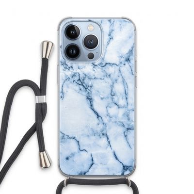 Blauw marmer: iPhone 13 Pro Transparant Hoesje met koord