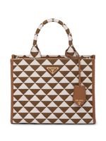 Prada petit sac cabas Symbole en jacquard - Marron - thumbnail