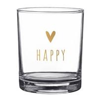 Clayre & Eef Waterglas 230 ml Glas Hart Happy Drinkbeker - thumbnail