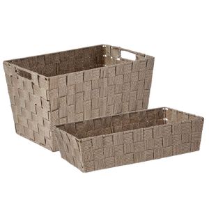 Kast/badkamer opbergmandjes set van 6x stuks beige in 2 formaten