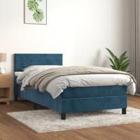 Boxspring met matras fluweel donkerblauw 90x190 cm
