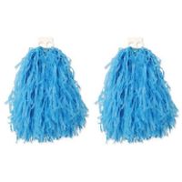 6x Stuks cheerball/pompom blauw met ringgreep 28 cm