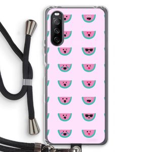 Smiley watermeloenprint: Sony Sony Xperia 10 III Transparant Hoesje met koord