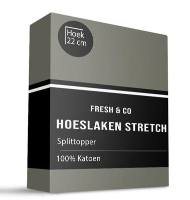 Splittopper Hoeslaken Katoen Jersey Stretch Truffel 200x200 Cm Ademend Fresh And Co - Dekbed-Discounter.nl
