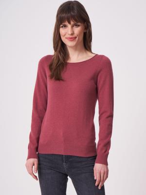 Basic fijngebreide boothals trui van biologisch cashmere