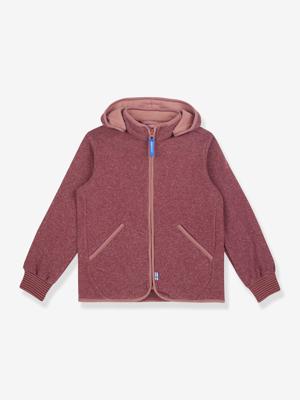 Gebreide fleece kinderjas TONTTU KNIT FINKID, zip-in binnenjas bordeauxrood