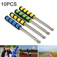 10 PCS 2.5M 10 knopen multifunctionele RVS telescopische spons onderwijs Stick gids vlaggenmast signaal vlag willekeurige kleur levering
