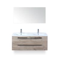 Seville Badmeubelset 120 cm - 2 laden Craft Oak - Wastafel Enjoy Dubbel - met Spiegel