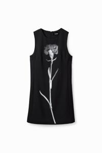 Overgooier jurk met bloemen - BLACK - L