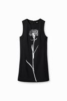 Overgooier jurk met bloemen - BLACK - L