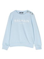 Balmain Kids sweat en coton à logo brodé - Bleu - thumbnail