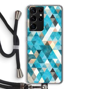 Gekleurde driehoekjes blauw: Samsung Galaxy S21 Ultra Transparant Hoesje met koord