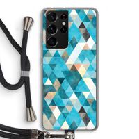 Gekleurde driehoekjes blauw: Samsung Galaxy S21 Ultra Transparant Hoesje met koord