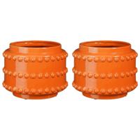 Pot - 2x - boaz - gebobbeld - oranje - 19 x 22 cm - thumbnail