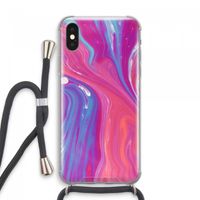 Paarse stroom: iPhone XS Max Transparant Hoesje met koord