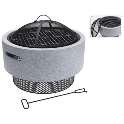 ProGarden vuurschaal met barbecuerooster rond 52x18,5 cm lichtgrijs