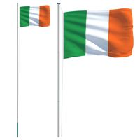 vidaXL Vlag met vlaggenmast Ierland 6,23 m aluminium - thumbnail