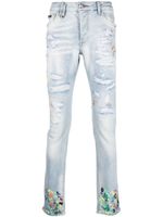 Philipp Plein jean droit à effet taches de peinture - Bleu - thumbnail