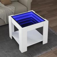 Salontafel met LED 53x53x45 cm bewerkt hout wit - thumbnail