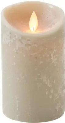 Anna&apos;s Collection LED kaars flame effect rustiek 7.5x12.5cm taupe 1 stuks