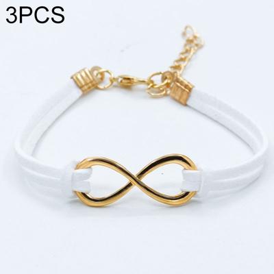 3 STKS vrouwen mode symbool Word 8 bindgaren armbanden (wit)
